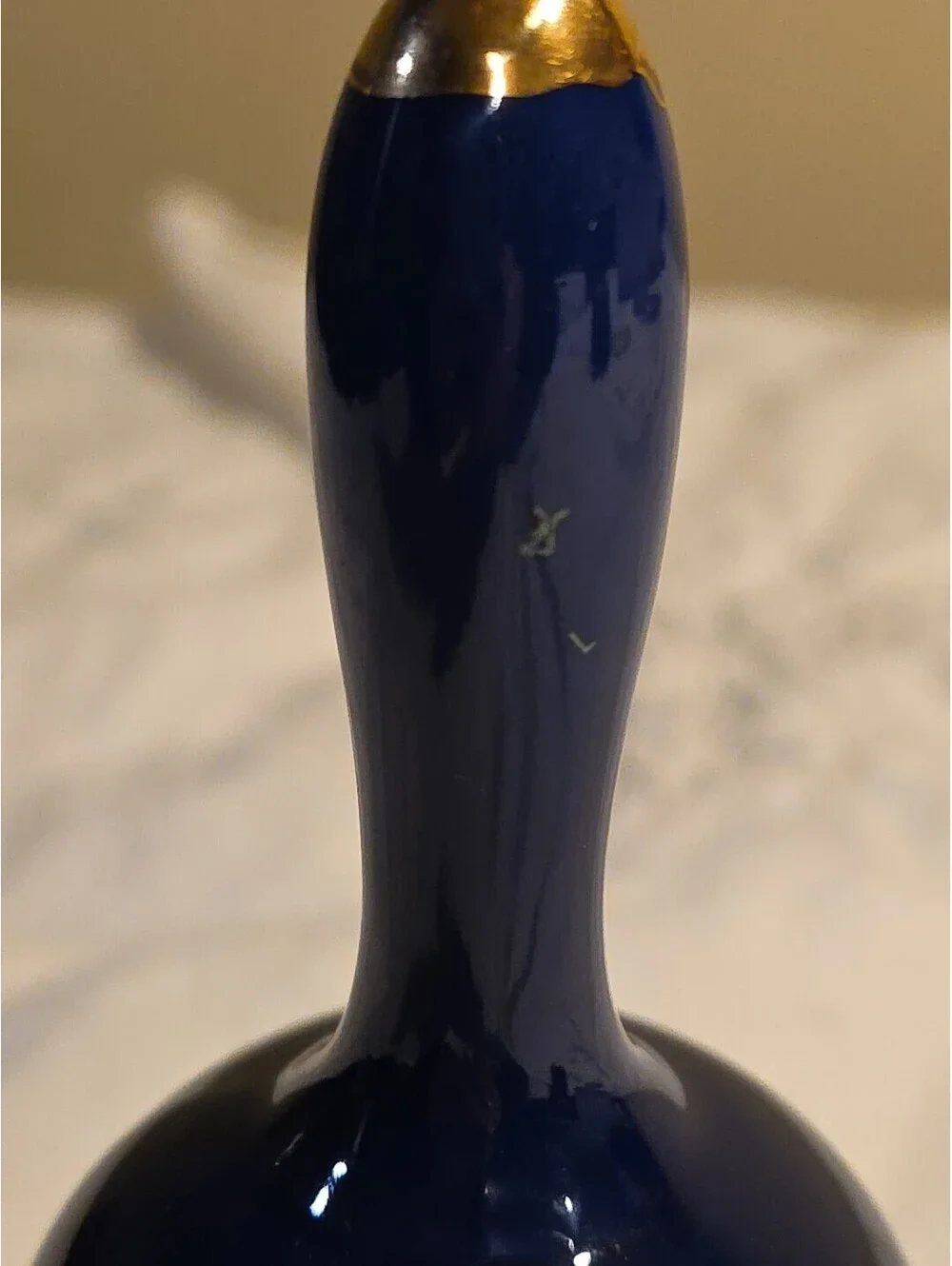Vintage Cobalt Blue Porcelain Bell Flambro Birds And Flowers